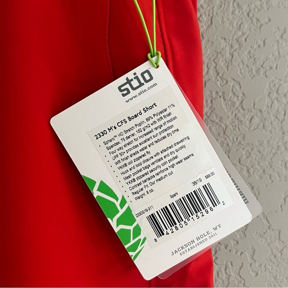 Stio Red Board Shorts Swim Trunks NWT SZ 38 - Picture 5 of 5
